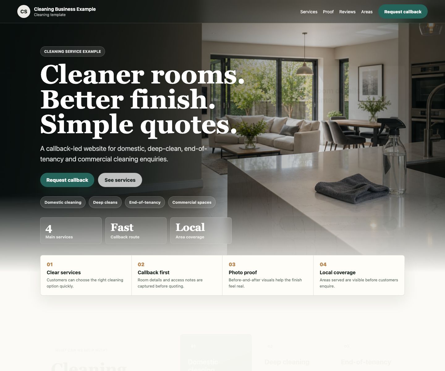 Cleaning website example
