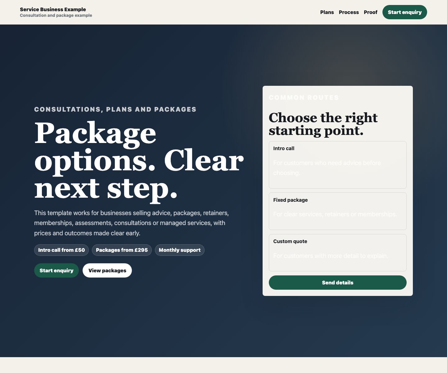 Consultation and package website preview