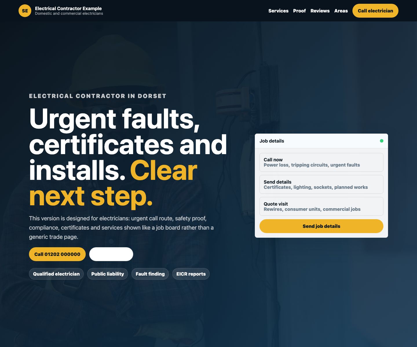 Electrical contractor website preview