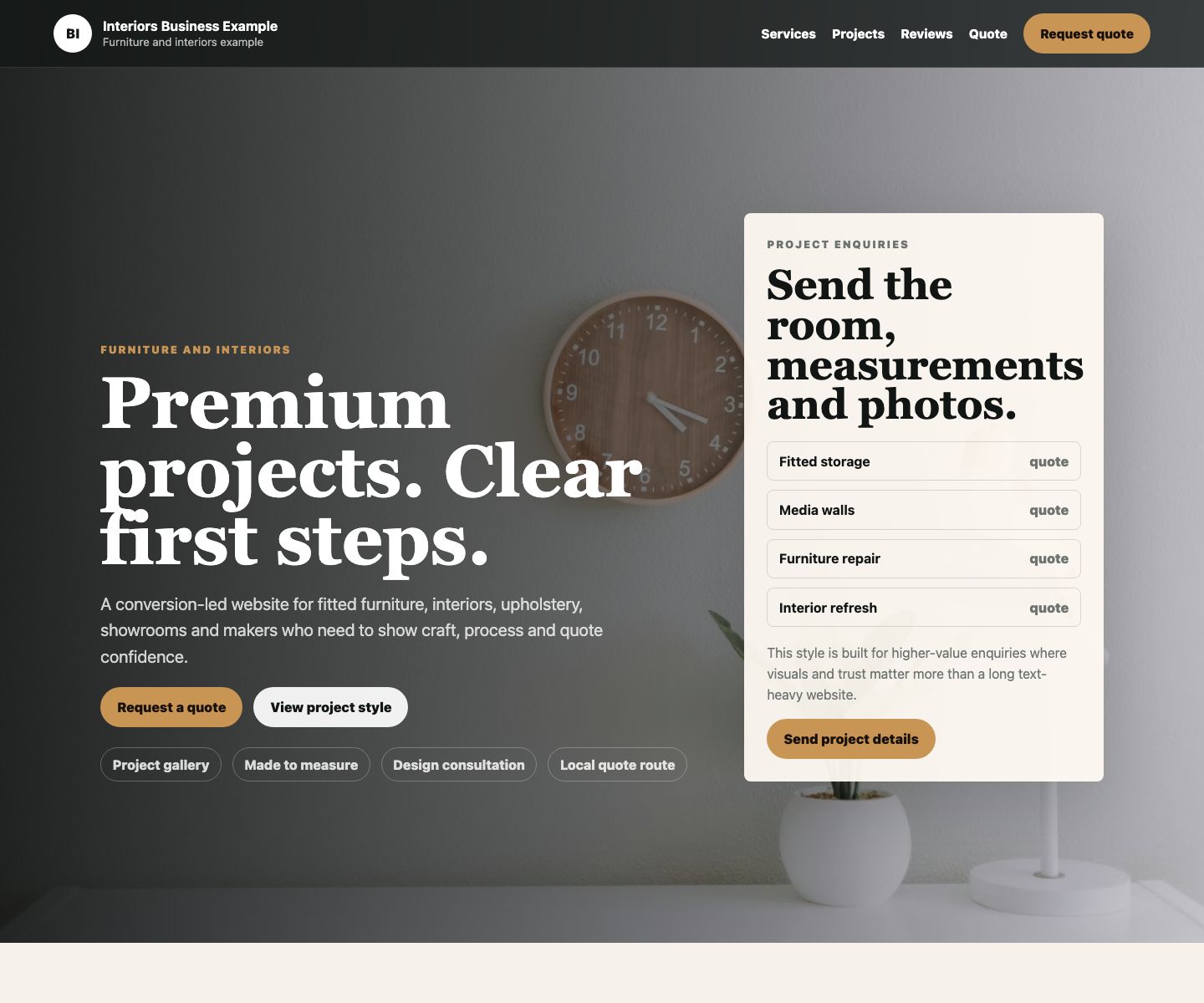 Interiors and furniture website preview