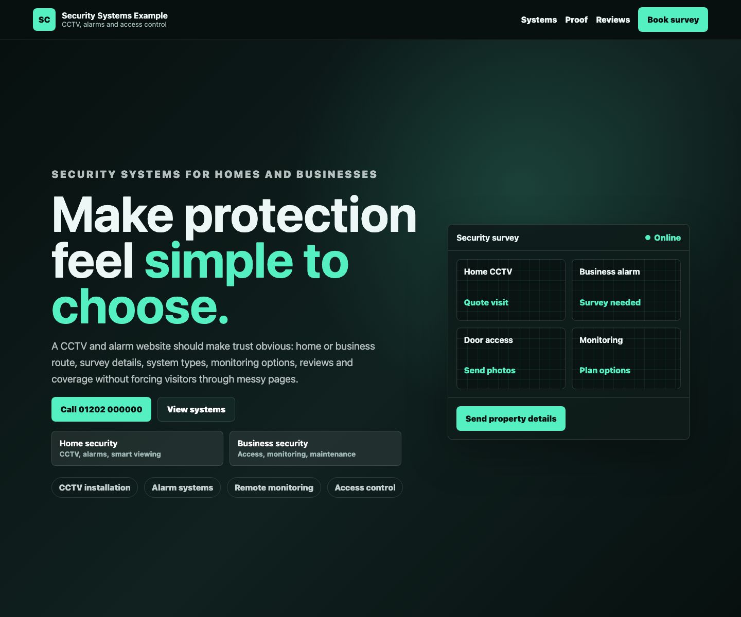 CCTV and security systems website preview